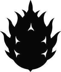 Dragon fruit silhouette vector, Dragon fruit black silhouette vector illustration