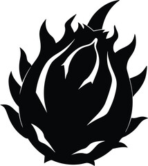 Dragon fruit silhouette vector, Dragon fruit black silhouette vector illustration