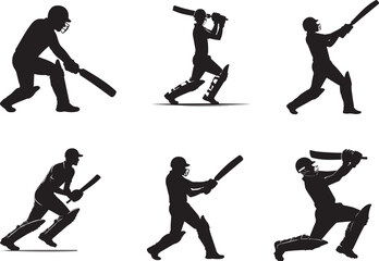 Dynamic Cricket Player Silhouette in Action