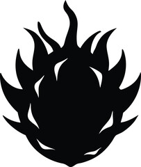 Dragon fruit silhouette vector, Dragon fruit black silhouette vector illustration