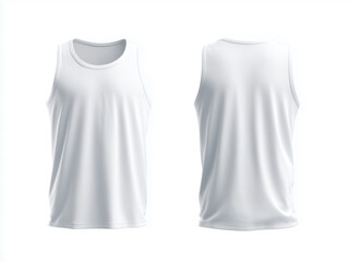 ultra-clean image of white tank top, sleeveless design, both views shown side by side on white