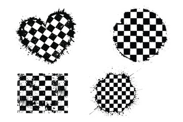 Grunge Checkerboard Shape Set