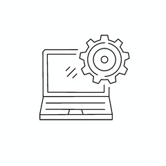 Laptop and Gear Icon - System Settings and Software Configuration
