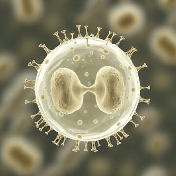 Science Photo of bacteria A diplococcus is a round bacterium that typically occurs in the form of two joined cells 3d rendering