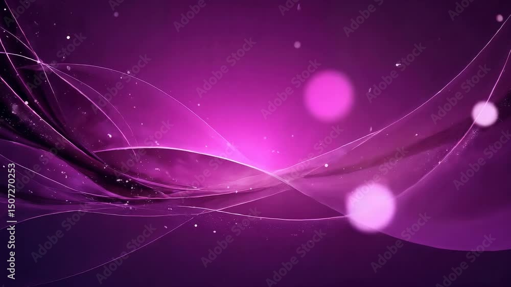 Poster abstract purple and pink digital art background with glowing lines and orbs creating a design.