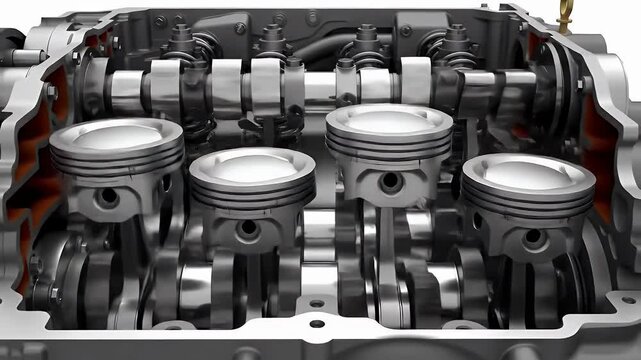 Internal Combustion Engine: Pistons, Crankshaft, and Camshaft Mechanism in Detail