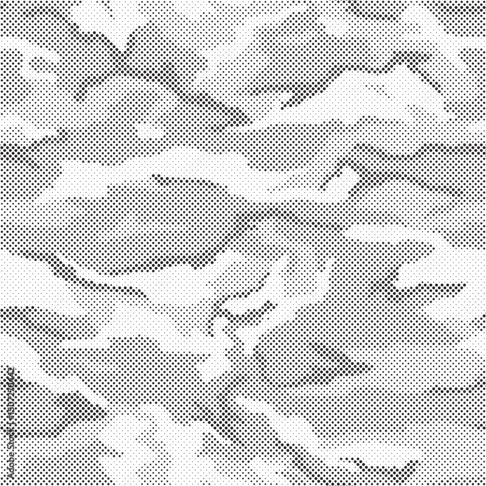 Poster Abstract halftone background. Military camouflage effect dot seamless pattern texture. Dotted background as design element.