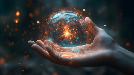 A glowing orb held gently in a hand.