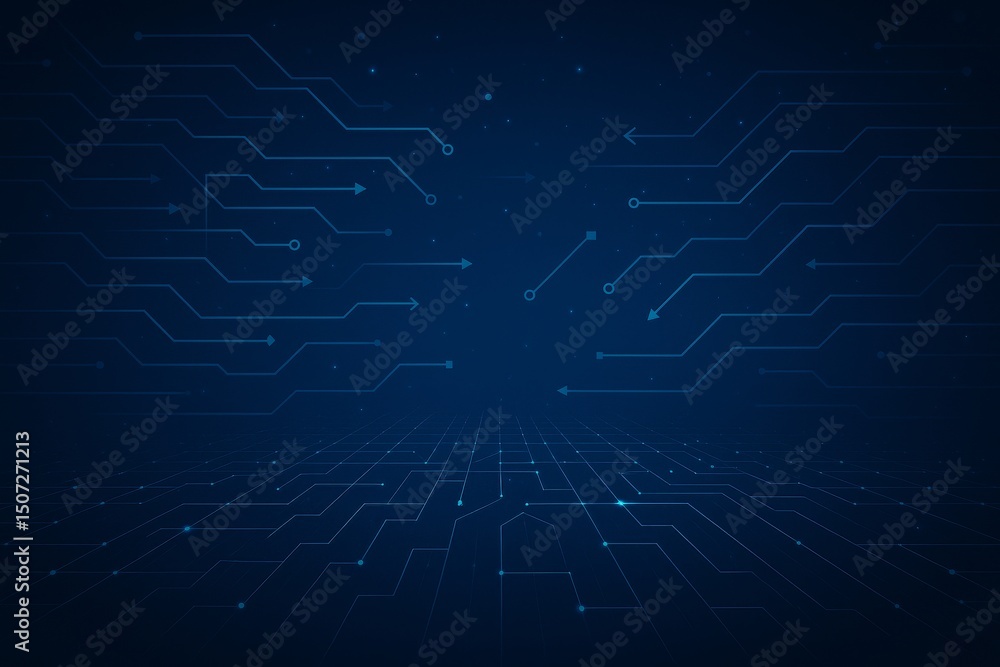 Poster futuristic network grid with glowing nodes