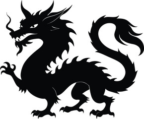 Chinese dragon silhouette, Silhouette chinese dragon vector illustration