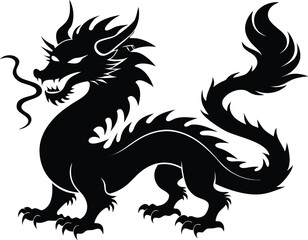 Chinese dragon silhouette, Silhouette chinese dragon vector illustration