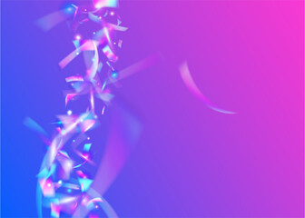 Hologram Burst. Surprise Design. Glare Element. Foil Iridescent Explosion. Isolated Flag. Color Background. Party Ribbon. Blue Retro Glitter. Purple Hologram Burst