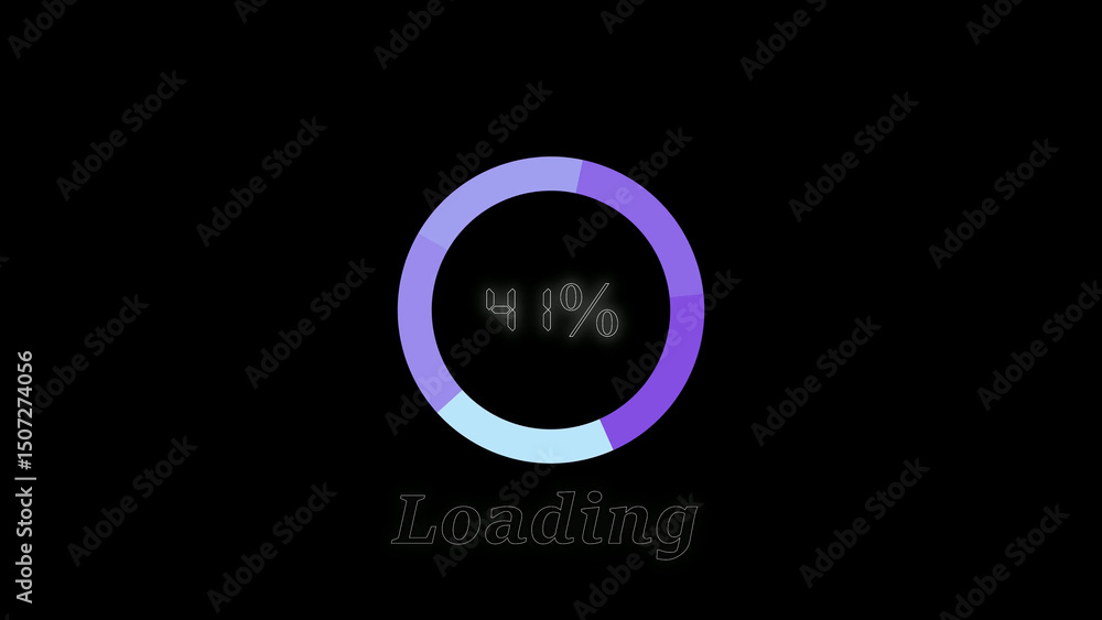 Poster loading circle with 41 percent completion on a black background for web and app development