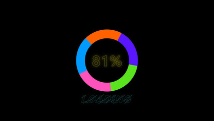 Vibrant Loading Ring with 81 Percent Completion on a Black Background