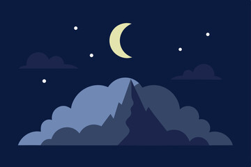 Naklejka premium Moonlit night sky over a tranquil sea with stars and clouds