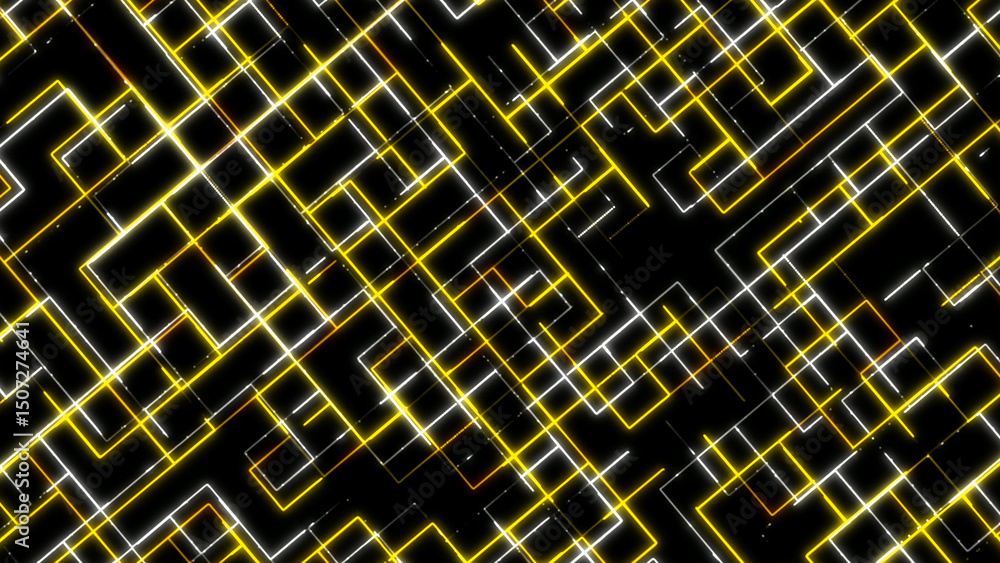 Aufkleber abstract background with glowing yellow and white lines forming a complex network