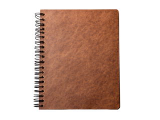 Closed brown spiral-bound notebook