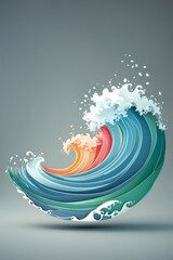 Illustration dynamique de vagues stylisées se déplaçant de bas en haut représentant le mouvement de la respiration. Palette de couleurs apaisantes fond dégradé espace dégagé pour l'ajout de contenu...