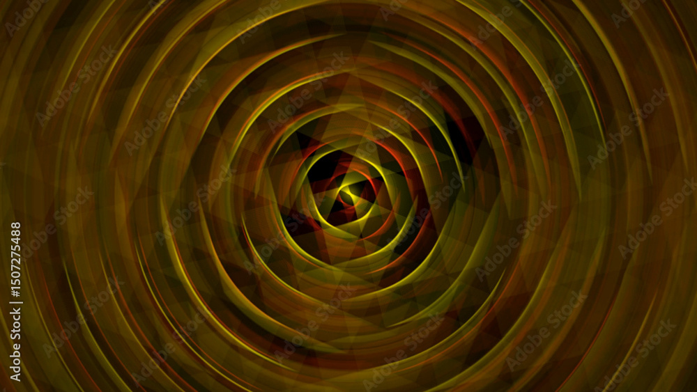 Poster abstract concentric circles in shades of gold brown and red with geometric patterns