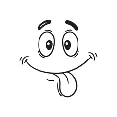 Obraz premium A tongue curled near a silly doodle face