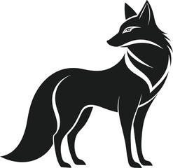 Elegant Black Fox Silhouette – Minimalist, Sleek, High Contrast Detailed Design