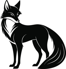 Elegant Black Fox Silhouette – Minimalist, Sleek, High Contrast Detailed Design