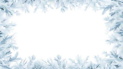 Frozen ice crystals frame isolated on white background PNG