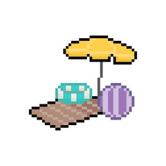 Fototapeta premium picnic at beach pixel art