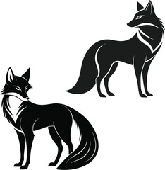 Elegant Black Fox Silhouette – Minimalist, Sleek, High Contrast Detailed Design