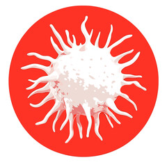 White Blood Cell on Red Circular Background Microbiology and Immunology Viral Infection Treatment Vaccine Specimen Wellness