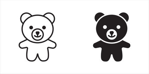Set teddy bear icon in line style. For your design, logo. Vector illustration. Editable Stroke.