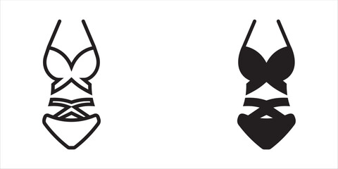 Swimsuits or Bikini Icon set, isolated on white background. Two piece bikini panties  bikini bra swimsuit flat icon for apps and websites. bikini icon vector from travel concept.