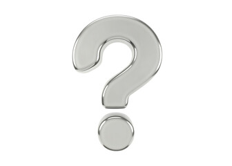 Glass glossy 3D question mark isolated on white background PNG