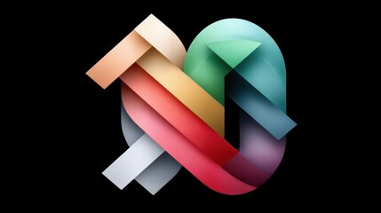 Anniversary logo 10th concept. Geometric abstract 3D shapes in dynamic composition