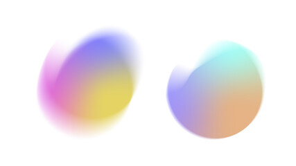 abstract colorful circle,  Set of 2 smooth abstract gradient blobs in pastel purple, pink, yellow and blue, organic flowing shapes for UI design, futuristic art, app elements, and creative branding in