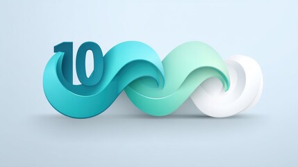 Anniversary logo 10th concept. Abstract number 10 logo with dynamic curves and gradient