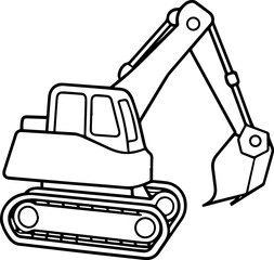 excavator line art vector illustration	simple design