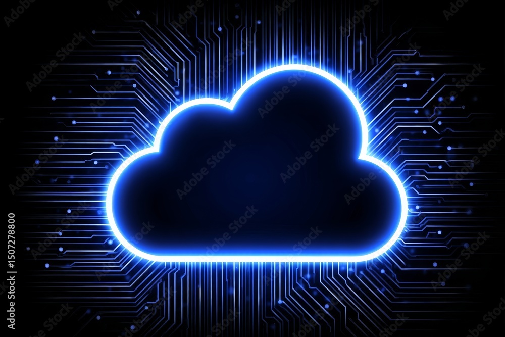 Poster cloud computing server network concept - cloud computing, server technology, data storage, network i