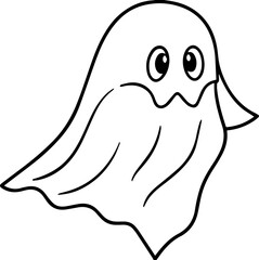 Halloween ghost outline vector line art