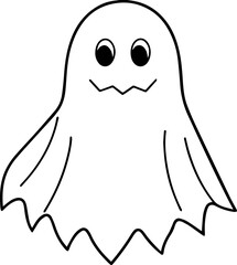 Halloween ghost outline vector line art