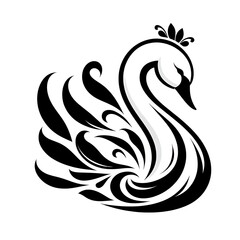 Obraz premium tribal swan clipart design, elegant bird icon with spiritual meaning, associated with transformation and divine protection,