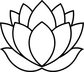 lotus outline vector illustration	line art