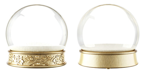 gold empty snow globe isolated on white background PNG