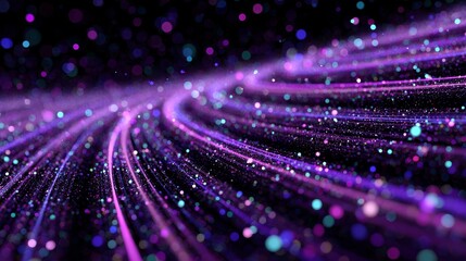 Naklejka premium Abstract Purple and Pink Light Streaks - art depicting swirling, colorful light trails. Symbolizes energy, movement, technology, innovation, and the cosmos