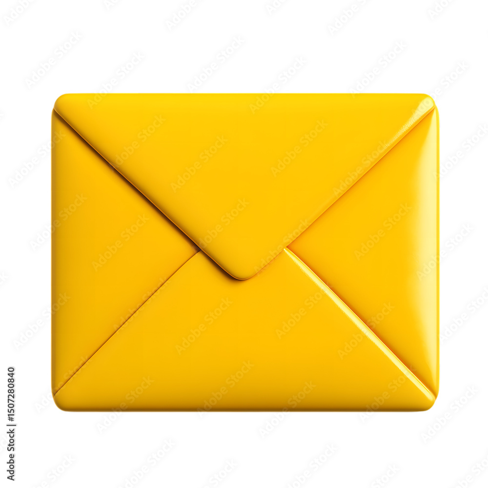 Fototapete 3d render of a yellow envelope isolated on transparent background