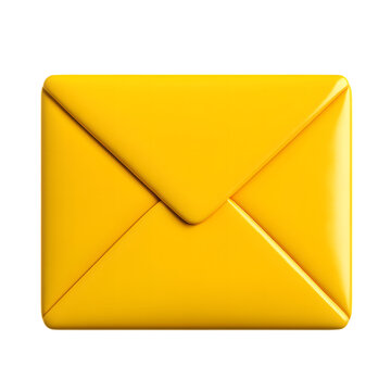3d render of a yellow envelope isolated on transparent background