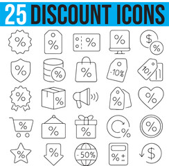 Discount Tag Icons, Thin Line Vector Icon Set with editable stroke, pixel perfect. This Set of Vector icons includes: Tax Refund, Black Friday Icons, Line Series, Shopping, Coupon.
