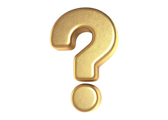 Naklejka premium Golden question mark isolated on white background PNG