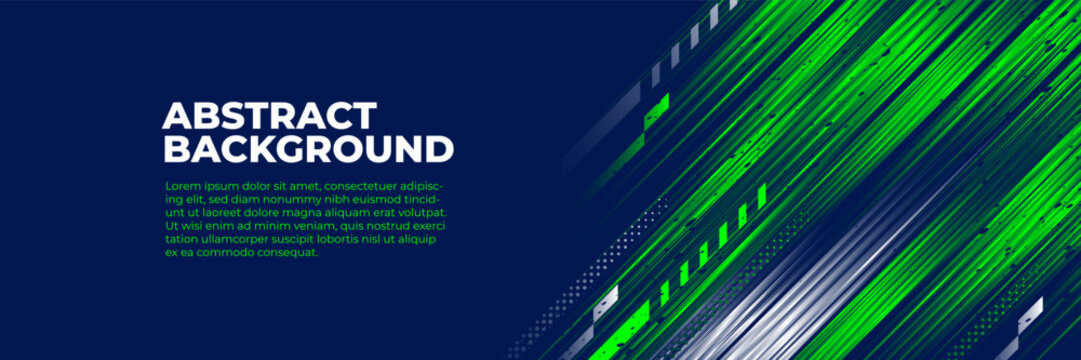 Abstract blue and green horizontal banner, sports background with dynamic shape and grunge texture