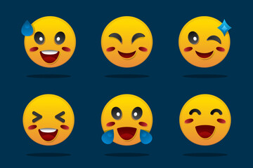 Set of cute smile emoticons.